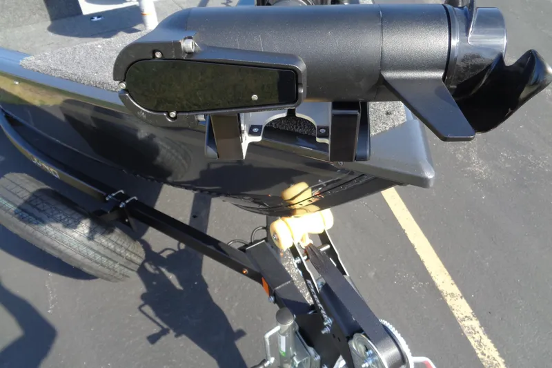 Slide: The Image of 2026 Lund 1650 Rebel XL SS boat trailer hitch and winch detail. - 27