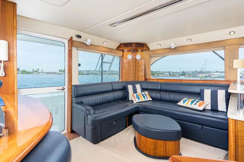 Slide: The Image of Luxurious interior of 2009 Riviera 47 Open Flybridge Series II yacht with leather seating. - 39