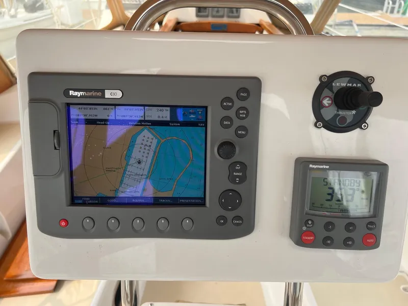 Slide: The Image of Navigation system on a 2007 Tartan 3400 sailboat, featuring Raymarine electronics. - 42