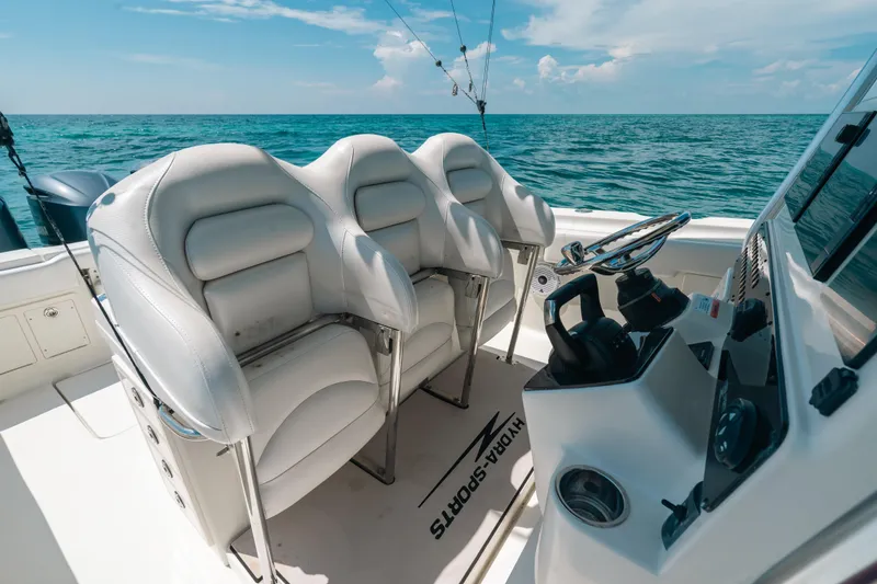 Slide: The Image of 2008 Hydra-Sports Vector 3300 CC boat interior with white seating and ocean view. - 41