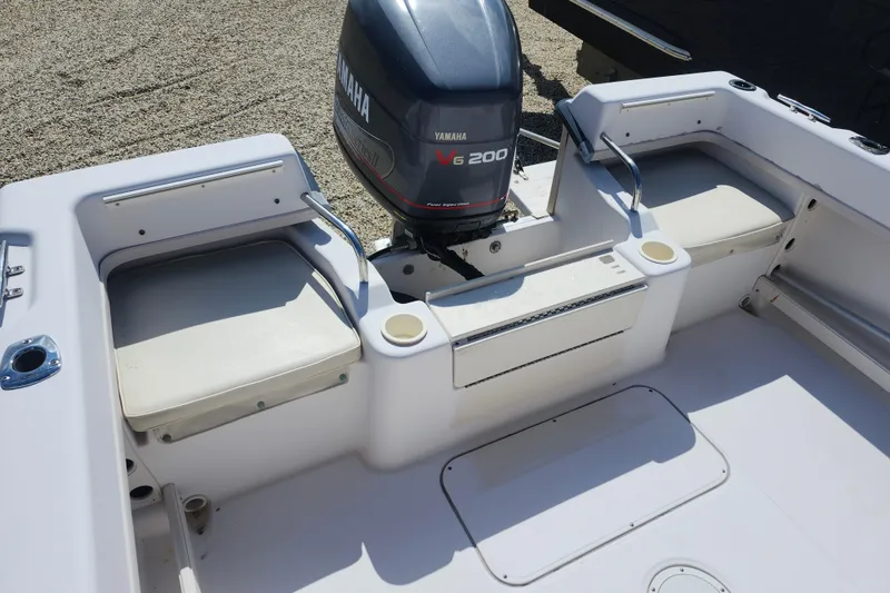 Slide: The Image of Grady-White Adventure 208 boat interior with Yamaha V6 200 engine, 2000 model. - 8