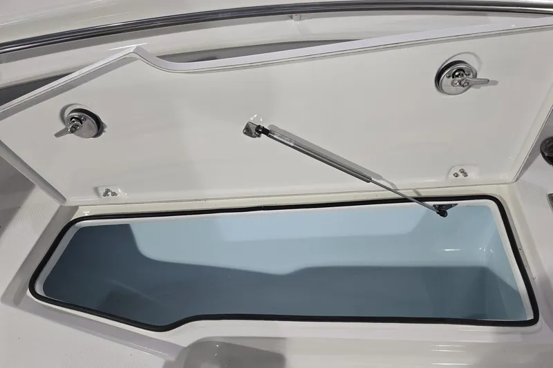 Slide: The Image of Open storage compartment on 2026 Sea Born LX24 Center Console boat. - 22