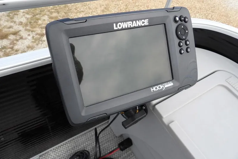 Slide: The Image of Lowrance Hook Reveal fish finder on 2023 Bennington 20 SVF boat dashboard. - 12