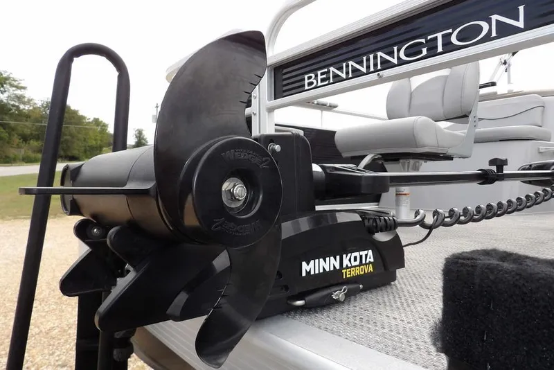 Slide: The Image of 2023 Bennington 20 SVF boat with Minn Kota Terrova motor on deck. - 42