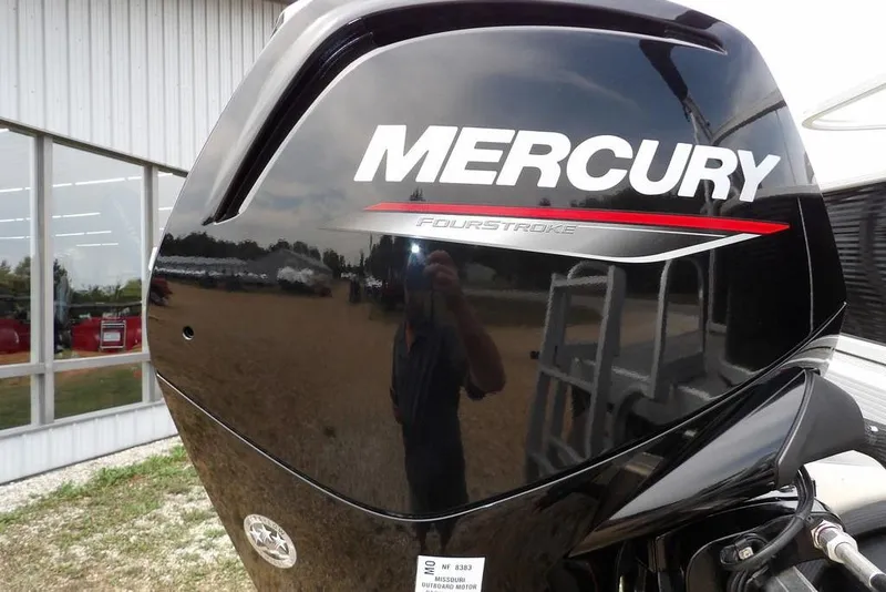 Slide: The Image of Mercury FourStroke engine on 2023 Bennington 20 SVF boat, outdoor display. - 43