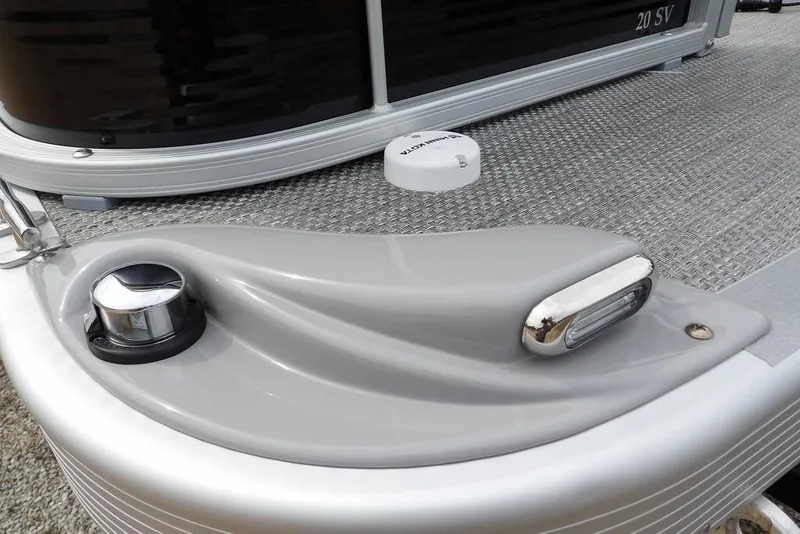 Slide: The Image of 2023 Bennington 20 SVF boat deck with sleek design and chrome details. - 45