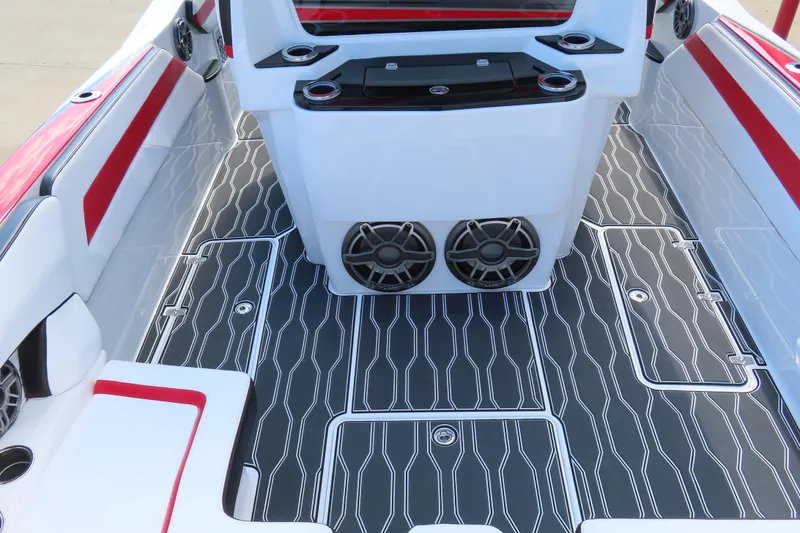 Slide: The Image of 2022 Sunsation 32CCX boat interior with stylish flooring and seating. - 20