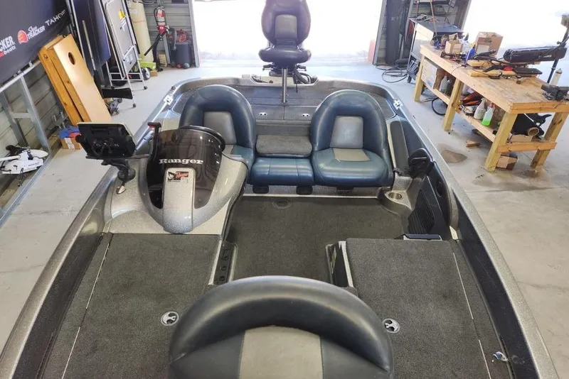 Slide: The Image of 2007 Ranger 188VS Intracoastal boat interior in a workshop setting. - 9