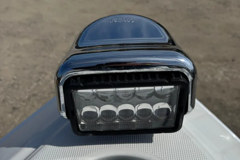 Slide: The Image of Close-up of a 2011 Formula 37 Performance Cruiser's chrome LED light fixture. - 27