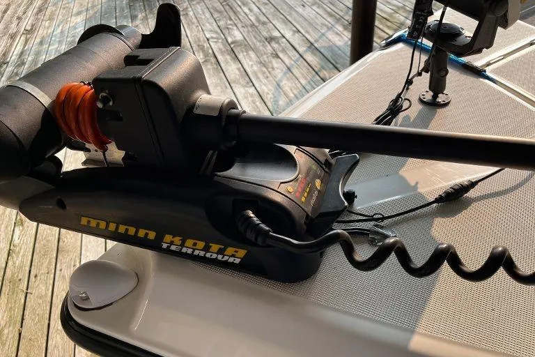 Slide: The Image of Minn Kota Terrova trolling motor on a 2007 Century 2102 boat deck. - 10