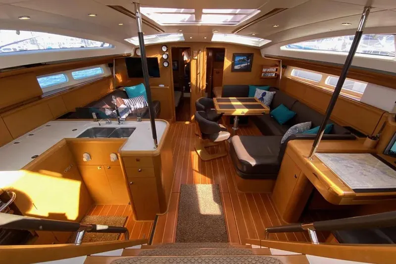 Slide: The Image of Cockpit of 2013 Jeanneau 57 sailboat with Raymarine navigation system. - 18