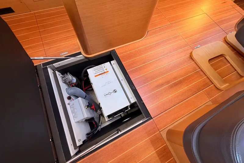 Slide: The Image of Engine compartment of 2013 Jeanneau 57 yacht with wooden flooring. - 67