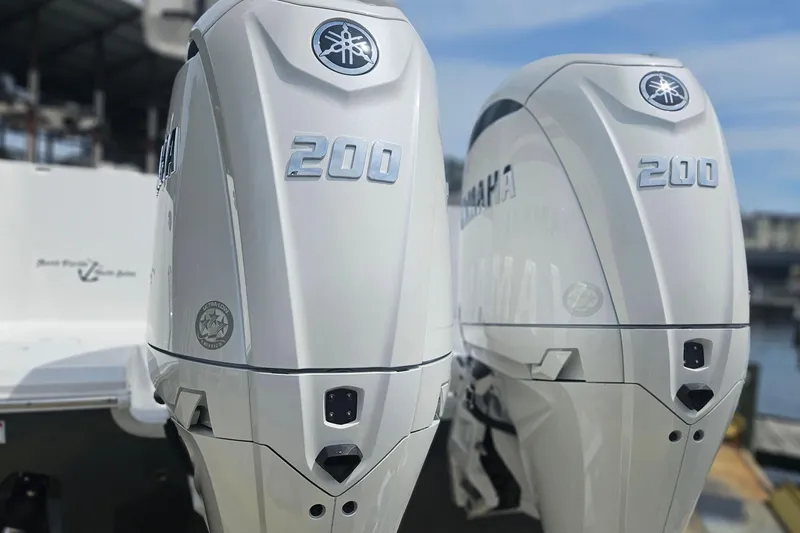 Slide: The Image of Twin Yamaha 200 outboard engines on a 2025 Sea Hunt Gamefish 27 boat. - 3
