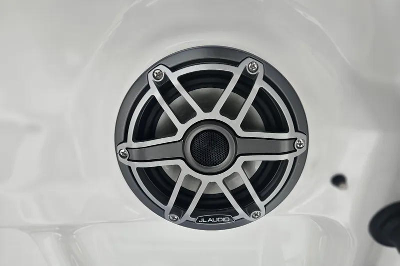 Slide: The Image of Close-up of JL Audio speaker on 2025 Sea Hunt Gamefish 27 boat. - 34