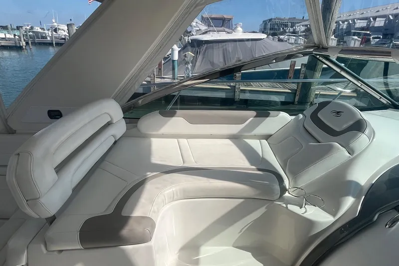Slide: The Image of Luxurious interior of 2010 Monterey 400 Sport Yacht at marina dock. - 14