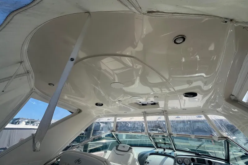 Slide: The Image of Interior view of 2010 Monterey 400 Sport Yacht cockpit with sleek design and modern controls. - 21
