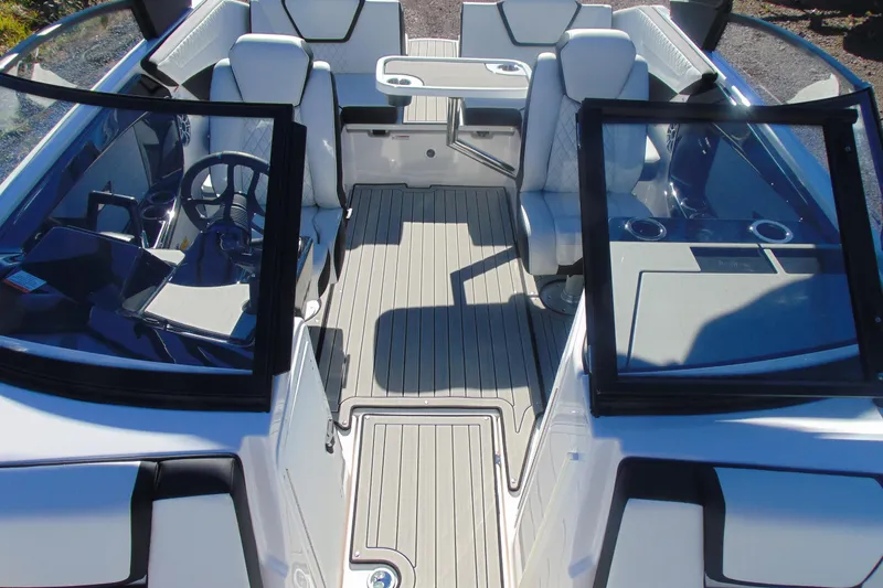 Slide: The Image of 2026 Yamaha Boats 222S interior with modern seating and sleek design. - 15