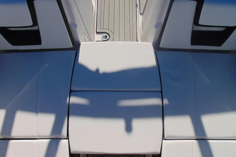 Slide: The Image of 2026 Yamaha Boats 222S interior seating with sleek design and modern upholstery. - 16