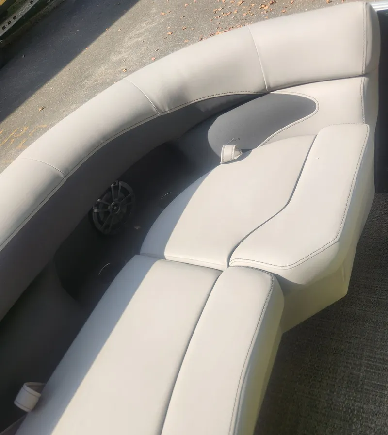 Slide: The Image of Interior of 2025 Barletta ARIA 22UC with gray seating. - 18