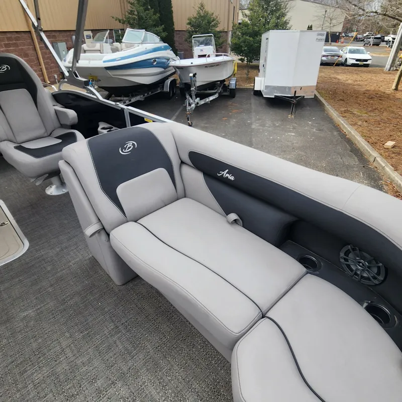 Slide: The Image of Interior of 2025 Barletta ARIA 22UC with gray seating. - 46