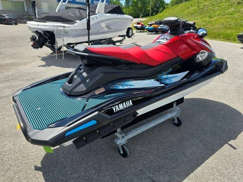 Slide: The Image of 2026 Yamaha Waverunner VX Deluxe with Audio, red and black, on trailer. - 32