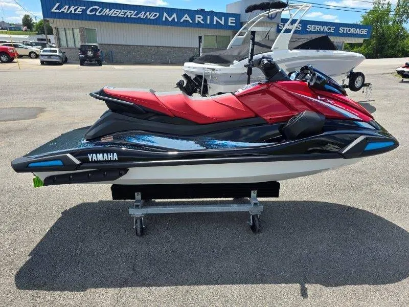 Slide: The Image of 2026 Yamaha Waverunner VX Deluxe with Audio, red and black, at Lake Cumberland Marine. - 36