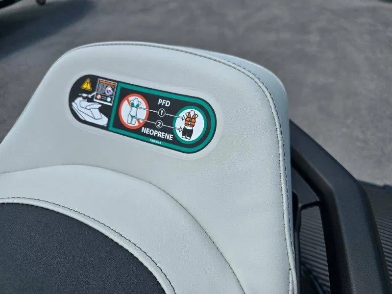 Slide: The Image of Yamaha Waverunner VX Cruiser HO seat with safety instructions, 2026 model. - 33