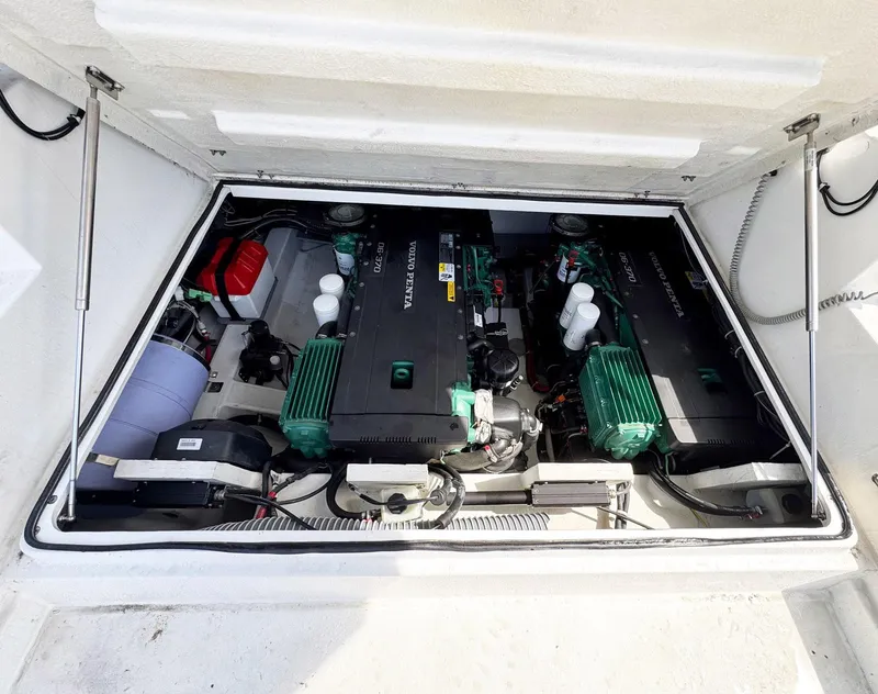 Slide: The Image of Engine compartment of 2015 Beneteau Gran Turismo 44 with dual Volvo Penta engines. - 22