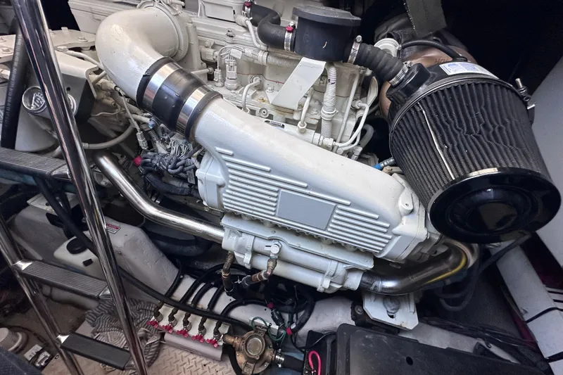 Slide: The Image of Bathroom interior of 2005 Sea Ray 48 Sundancer yacht with toilet and porthole. - 45