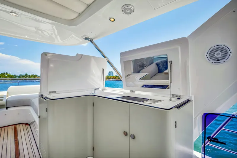 Slide: The Image of Luxury Azimut Fly 60 yacht interior with sleek design and ocean view, 2022 model. - 40