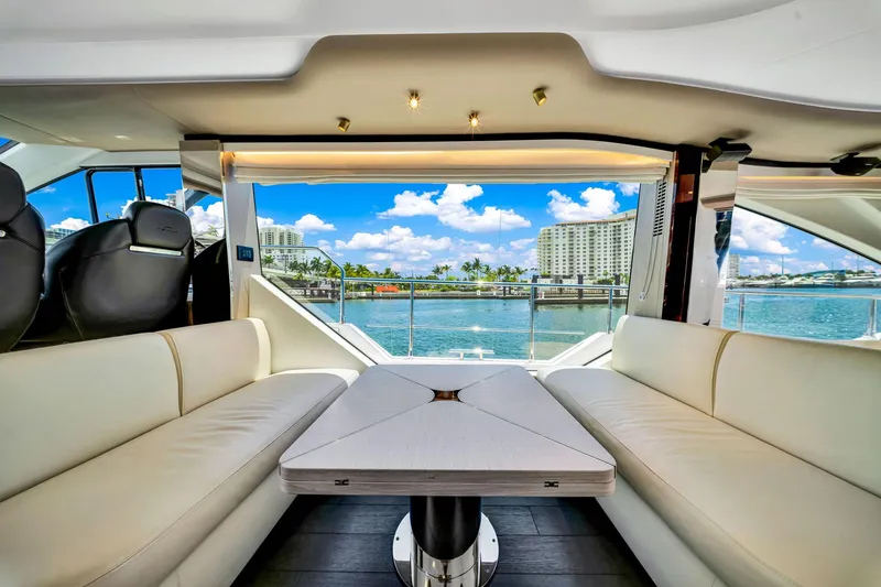 Slide: The Image of Luxurious interior of 2022 Azimut Fly 60 yacht with waterfront view. - 48