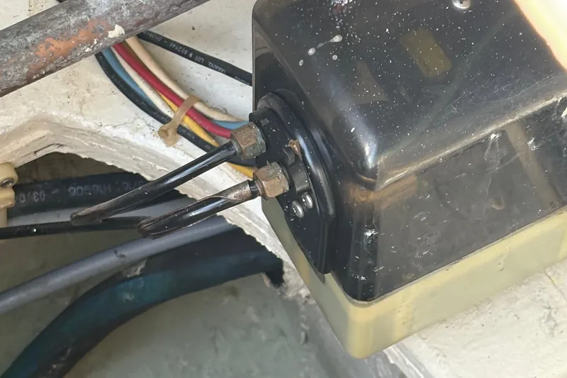 Slide: The Image of Stainless steel appliance in 1988 Egg Harbor 37 Convertible yacht interior. - 18