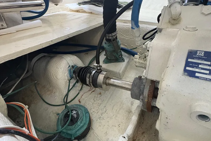 Slide: The Image of Control panel of 1988 Egg Harbor 37 Convertible with Cummins turbo diesel engine. - 33