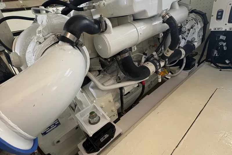 Slide: The Image of 1988 Egg Harbor 37 Convertible yacht interior with scenic water view. - 37