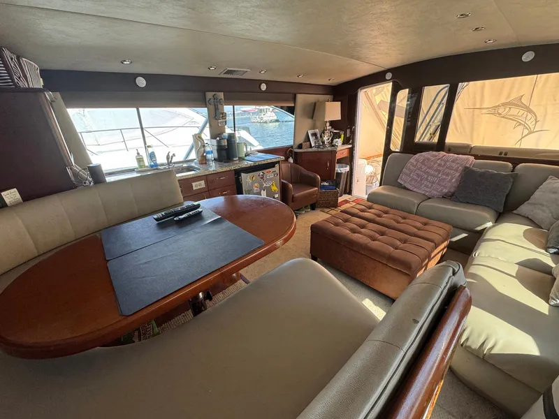 Slide: The Image of Luxurious interior of 1998 Ocean Yachts 40 Super Sport with elegant seating and decor. - 29