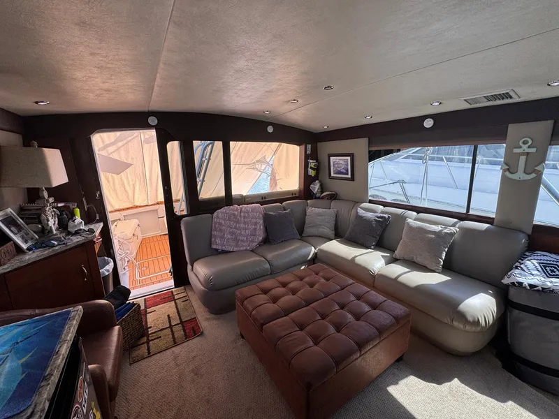 Slide: The Image of Luxurious interior of 1998 Ocean Yachts 40 Super Sport with plush seating and decor. - 30