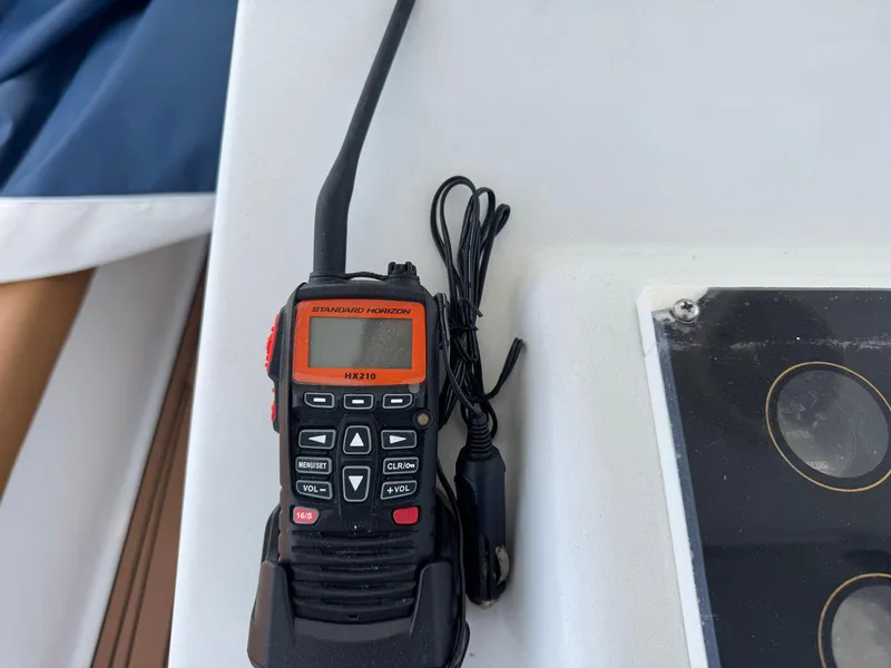 Slide: The Image of Handheld marine radio on Ocean Yachts 40 Super Sport, 1998 model. - 48