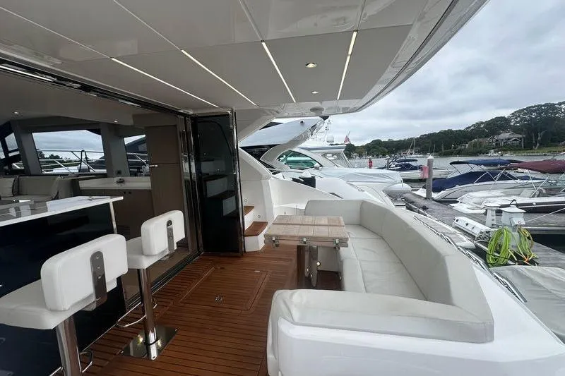 Slide: The Image of Luxurious 2018 Sunseeker Manhattan 52 yacht with elegant seating and modern design. - 15