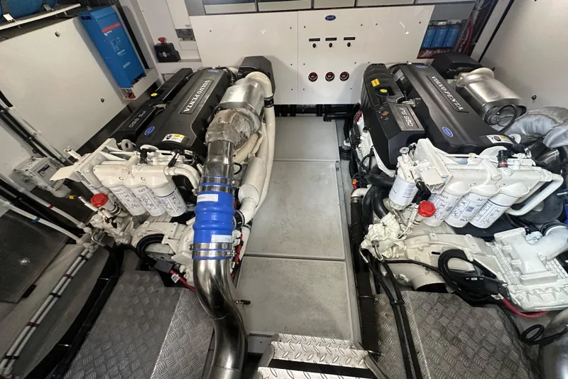 Slide: The Image of Engine room of 2018 Sunseeker Manhattan 52 yacht with twin Volvo Penta engines. - 88