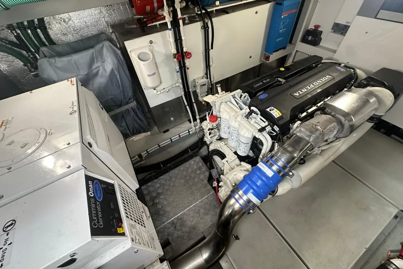 Slide: The Image of Engine room of 2018 Sunseeker Manhattan 52 yacht with Volvo Penta engine and Cummins Onan generator. - 90