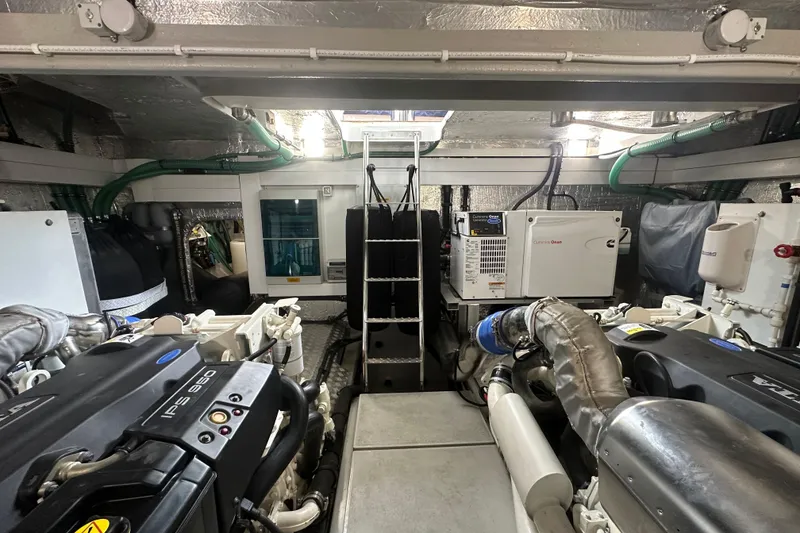 Slide: The Image of Engine room of 2018 Sunseeker Manhattan 52 yacht, featuring advanced machinery and equipment. - 94