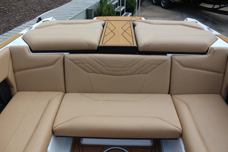 Slide: The Image of Luxurious tan seating on 2026 ATX Surf Boats 22 Type-S, featuring modern design and comfort. - 10