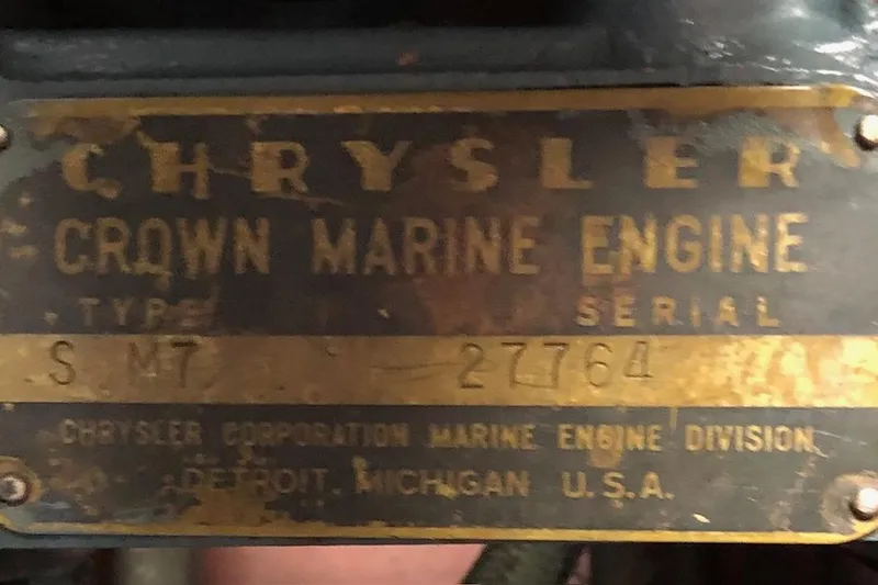 Slide: The Image of 1946 Chris-Craft U-22 Sportsman with Chrysler Crown Marine Engine plate. - 13