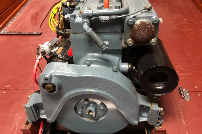 Slide: The Image of 1946 Chris-Craft U-22 Sportsman engine, detailed view, showcasing vintage mechanical components. - 14