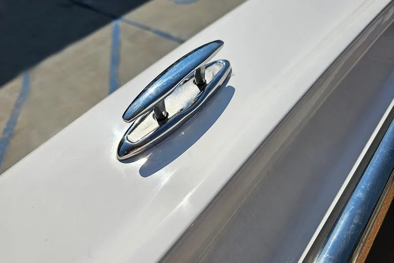 Slide: The Image of Close-up of a cleat on a 2026 Pioneer 202 Islander boat. - 24