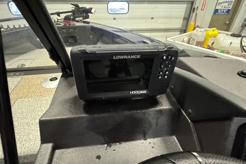 Slide: The Image of 2024 Tracker Targa V-19 Combo boat with Lowrance Hook fish finder display. - 10