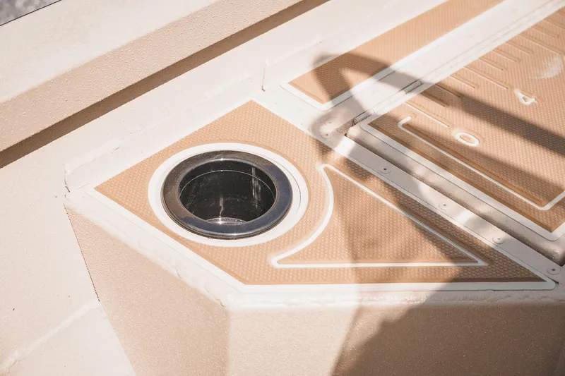 Slide: The Image of Cup holder on G3 Bay 19 GX boat deck, 2025 model. - 16