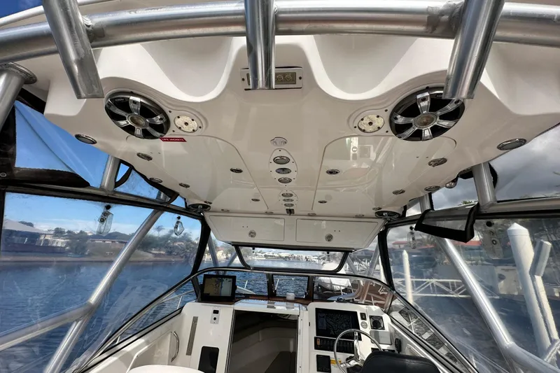 Slide: The Image of Interior view of 2016 Sea Fox 256 Voyager boat cockpit with navigation equipment. - 7