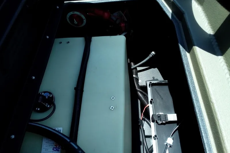 Slide: The Image of Interior view of 2026 Thor 1900 Lake Hammer SC boat's engine compartment. - 19