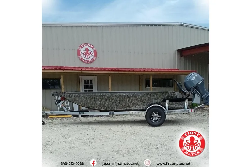 The Image of 2026 Thor 1754 Timber Hammer boat on trailer outside First Mates building. - 1